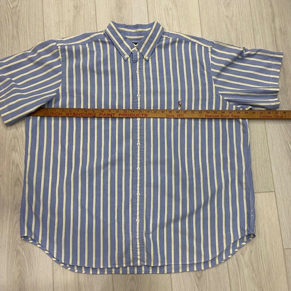 Ralph Lauren Blue & Yellow Striped Collard Classic Fit Button Down Men's 2x Big - Picture 7 of 11
